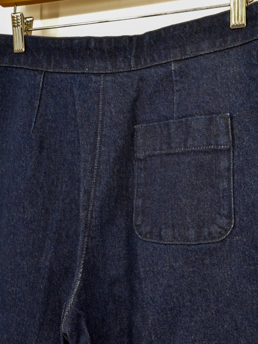 Sezane High Rise Wide Leg Navy Denim Button Front Pants Size 38 - Picture 7 of 9